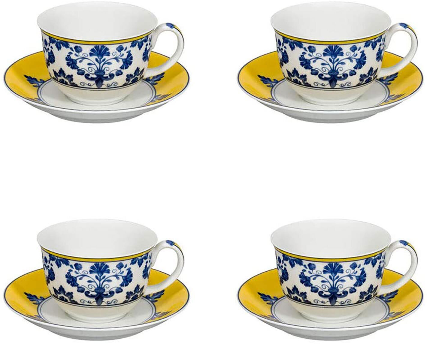 Vista Alegre Castelo Branco Tea Cup And Saucer Set of 4 21125971