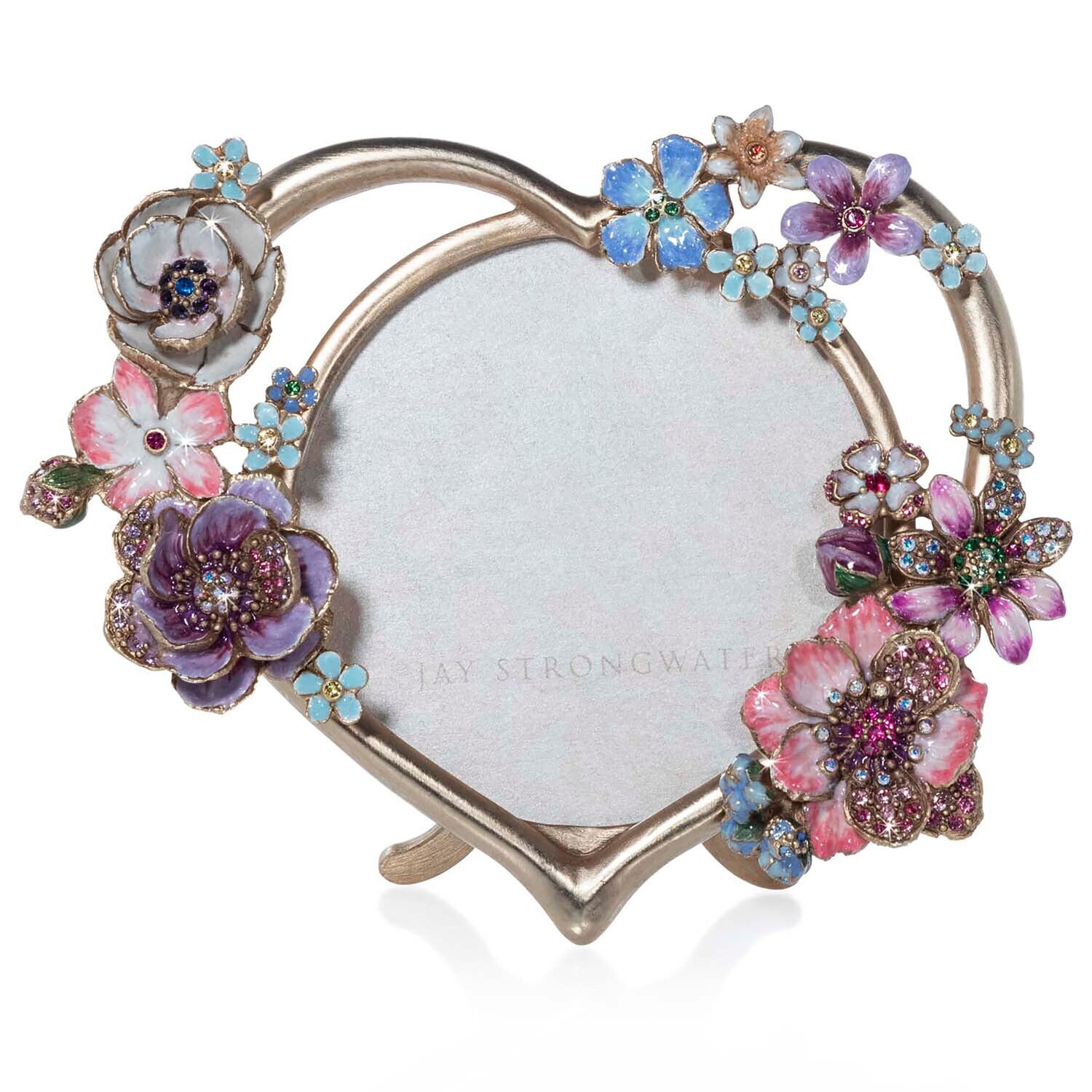 Jay Strongwater 4 Inch Round Bouquet Heart Picture Frame SPF5885-256