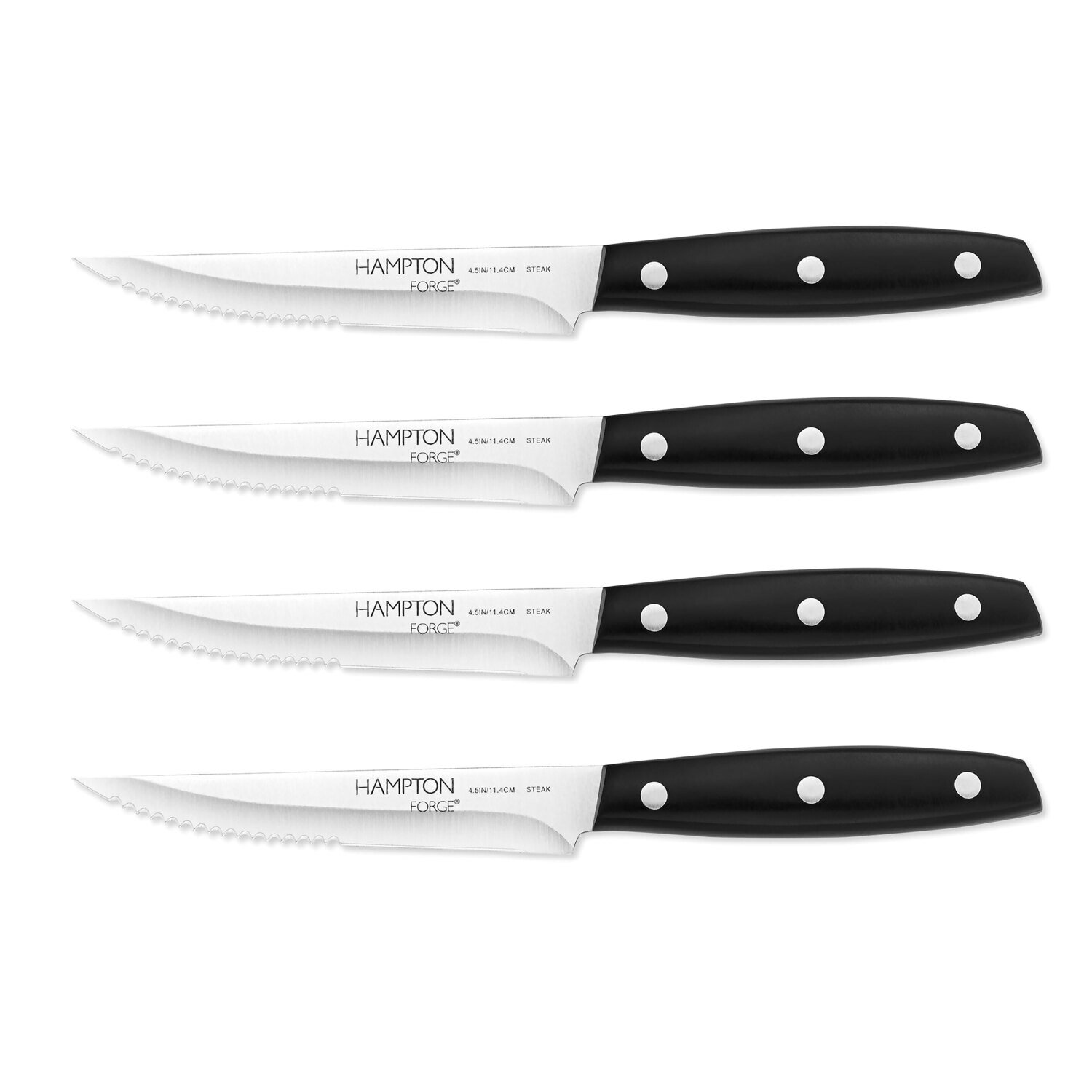 Hampton Forge Mirage Black 4 Piece Steak Knives Set Clampack HMC01A017A