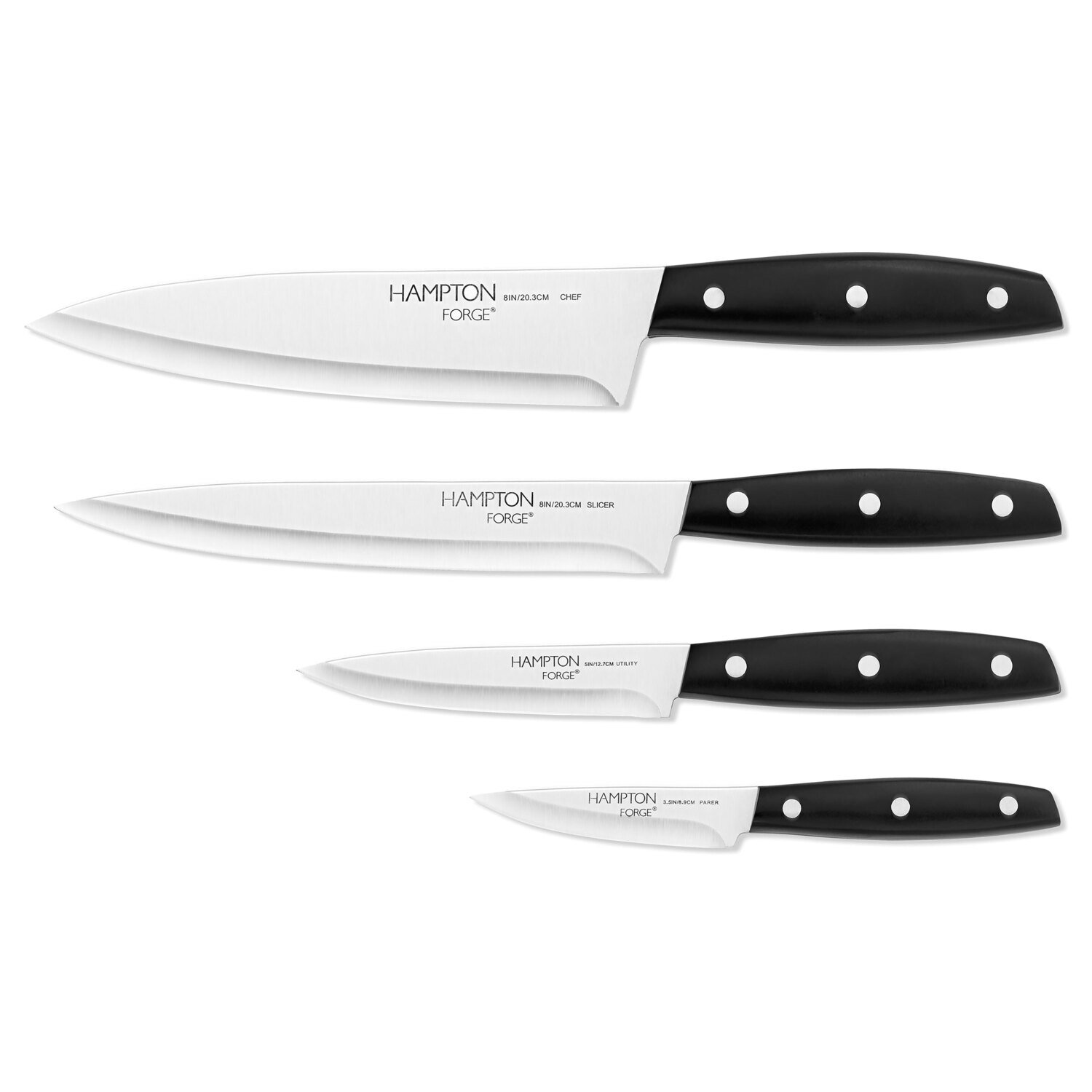 Hampton Forge Mirage Black 4 Piece Cutlery Set Clampack HMC01A018A