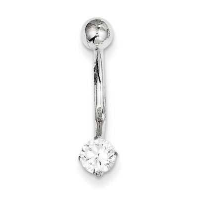 5Mm Round Synthetic Diamond Belly Dangle 10k White Gold 10BD126, MPN: 10BD126, 191101730573
