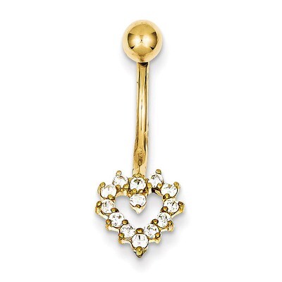 Synthetic Diamond Heart Belly Dangle 10k Gold 10BD108, MPN: 10BD108, 191101730702