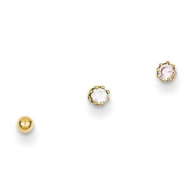 Set Of 3 Nose Studs 10k Gold 10BD103, MPN: 10BD103, 883957327914