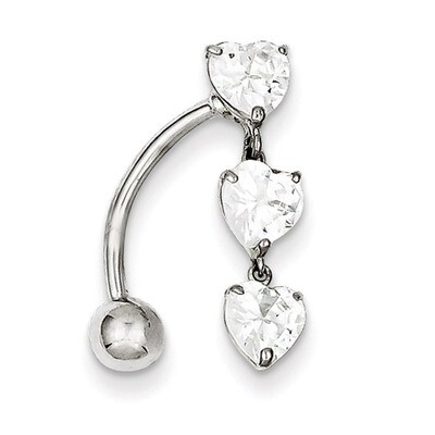 5Mm Heart Belly Dangle 10k White Gold 10BD113, MPN: 10BD113, 191101730658