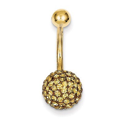 Champagne Crystal Ball Belly Dangle 10k Gold 10BD123, MPN: 10BD123, 191101730597