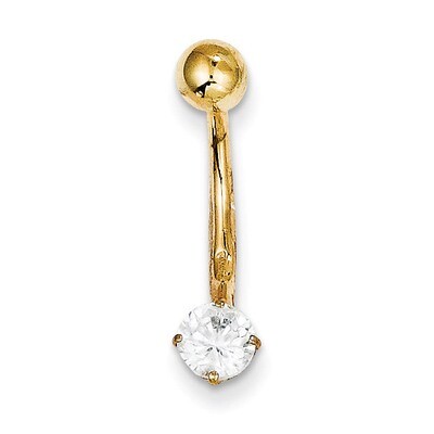5Mm Round Synthetic Diamond Belly Dangle 10k Gold 10BD125, MPN: 10BD125, 191101730580