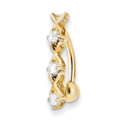 Synthetic Diamond Xoxo Belly Dangle 10k Gold 10BD140, MPN: 10BD140, 886774065465
