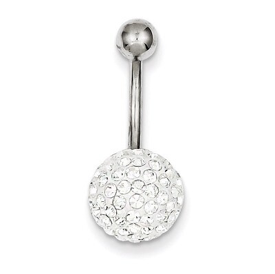 10Mm White Crystal Ball Belly Dangle 10k White Gold 10BD120, MPN: 10BD120, 191101730610