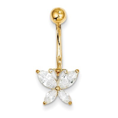 Large Synthetic Diamond Butterfly Belly Dangle 10k Gold 10BD135, MPN: 10BD135, 191101730511
