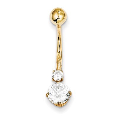3 And 6Mm Synthetic Diamond Belly Dangle 10k Gold 10BD129, MPN: 10BD129, 191101730542