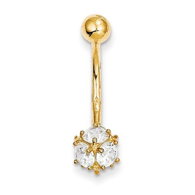 7Mm Synthetic Diamond Soccer Ball Belly Dangle 10k Gold 10BD150, MPN: 10BD150, 883957958859