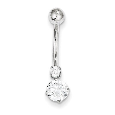 3 And 6Mm Synthetic Diamond Belly Dangle 10k White Gold 10BD130, MPN: 10BD130, 191101730535