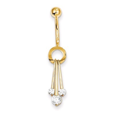 Dangly Synthetic Diamond Belly Dangle 10k Gold 10BD143, MPN: 10BD143, 886774032559
