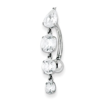 Tops Down with 4 Dangle Synthetic Diamond Belly Dangle 10k White Gold 10BD153, MPN: 10BD153, 886774…