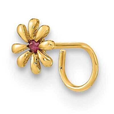 22 Gauge Flower and CZ Diamond Nose Ring Body Jewelry 14k Gold BD157, MPN: BD157,