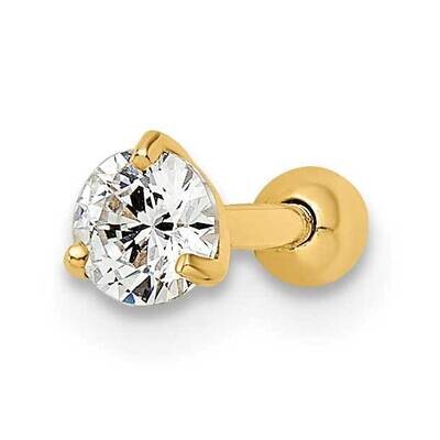 Round CZ Diamond Labret Stud 14k Gold BD186, MPN: BD186, 883957182940