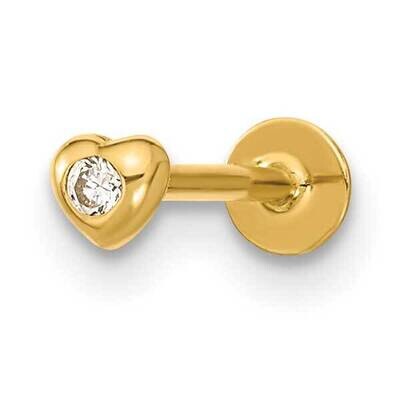 18 Gauge CZ Diamond Heart Labret/Face Body Jewelry 14k Gold BD190, MPN: BD190, 883957182957