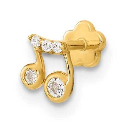 19 Gauge Music Note and CZ Diamond Cartilage Body Jewelry 14k Gold BD179, MPN: BD179, 883957185552
