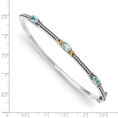 Sky Blue Topaz Bangle Sterling Silver &amp; 14k Gold QTC1333, MPN: QTC1333, 886774377704