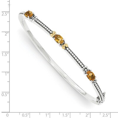Citrine Bangle Sterling Silver &amp; 14k Gold QTC1449, MPN: QTC1449, 886774378343
