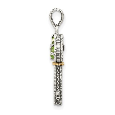 Peridot Key Charm Sterling Silver &amp; 14k Gold QTC489, MPN: QTC489, 883957314945