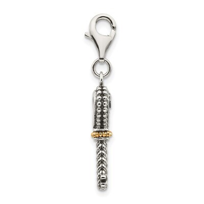 Citrine Antiqued Key with Lobster Clasp Charm Sterling Silver &amp; 14k Gold QTC493, MPN: QTC493, 88677…