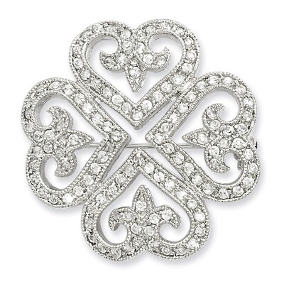 Kelly Waters Diamond Clover Pin Rhodium-plated KW551, MPN: KW551, 196904088609
