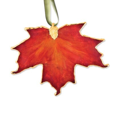 Orange Sugar Maple Decorative Leaf Lacquer Dipped 24k Gold Trimmed GM3849, MPN: GM3849, 810391015305