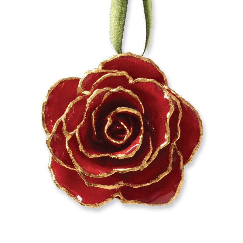 Red Decorative Rose Lacquer Dipped 24k Gold Trim GM3913