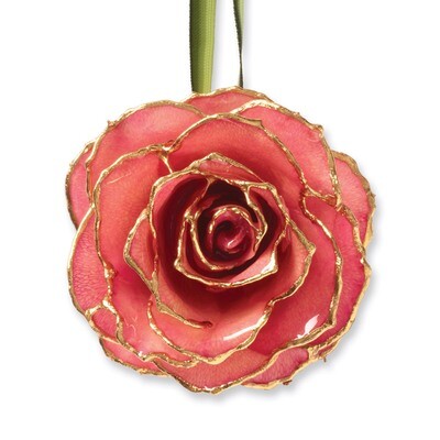 Pink Decorative Rose Lacquer Dipped 24k Gold Trim GM3912, MPN: GM3912, 810391015749