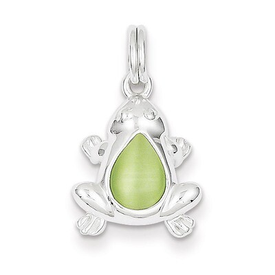 Green Cats Eye Frog Charm Sterling Silver QC4887, MPN: QC4887, 723252222371