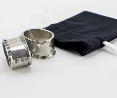 Arte Italica Vintage Smooth Oval Pewter Napkin Ring Set of 2 VIN652