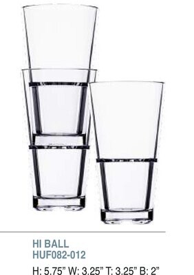 Bold Club Stack 12oz Hi-Ball Unbreakable Glass Set of 6