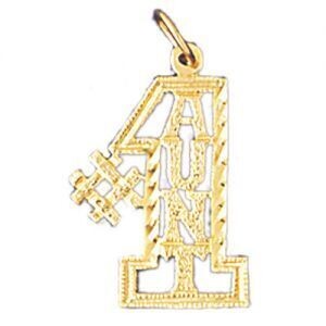 Dazzlers Jewelry Number One Aunt Pendant Necklace Charm Bracelet in Yellow, White or Rose Gold 9975…
