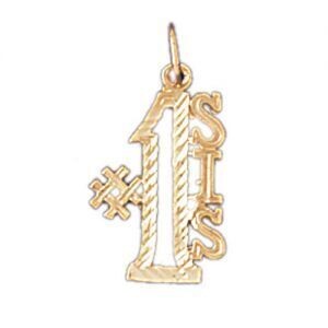 Dazzlers Jewelry Number One Sister Pendant Necklace Charm Bracelet in Yellow, White or Rose Gold 99…