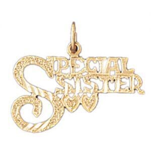 Dazzlers Jewelry Special Sister Pendant Necklace Charm Bracelet in Yellow, White or Rose Gold 9960,…