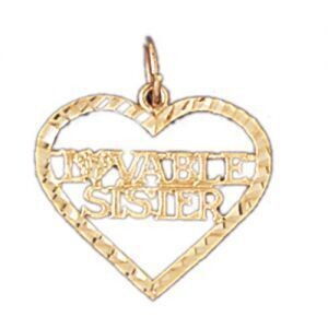 Dazzlers Jewelry Lovable Sister Pendant Necklace Charm Bracelet in Yellow, White or Rose Gold 9947,…