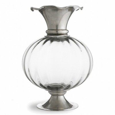 Arte Italica Giovanna Pewter &amp; Crystal Vase PE894