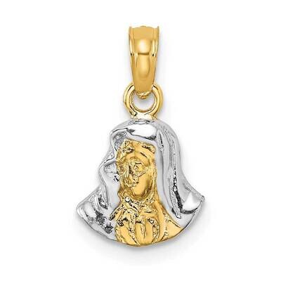 Mary Mother of Jesus Charm 14k Gold Rhodium K9005, MPN: K9005, 637218021864