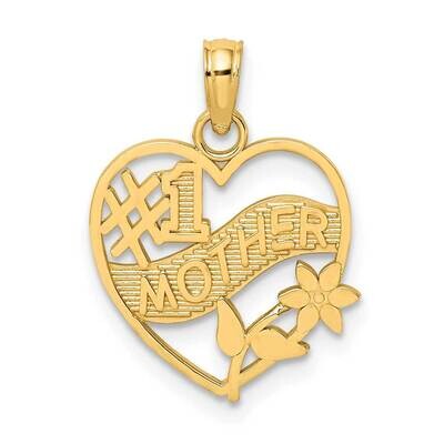 #1 Mother In Heart Frame Charm 14k Gold D3942, MPN: D3942, 637218024964