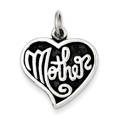 Antique Mother Heart Charm Sterling Silver QC4585, MPN: QC4585, 883957911243