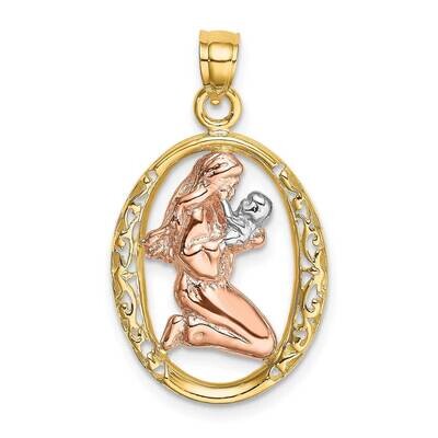 Mother Baby In Oval Frame Charm 14k Tri-Color Gold K8989, MPN: K8989, 637218021567