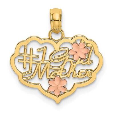 #1 God Mother In Heart Charm 14k Two-tone Gold Diamond-cut K9203, MPN: K9203, 637218163588
