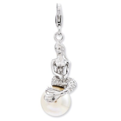 3-D Mermaid &amp; Mother of Pearl Charm Sterling Silver QCC801 by Amore La Vita, MPN: QCC801, 886774235…