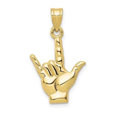 I Love You Hand/Sign Language Charm 10k Gold Polished 10K1742, MPN: 10K1742,