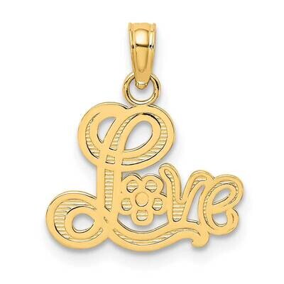 Love Script with Flower Charm 14k Gold C2945, MPN: C2945,