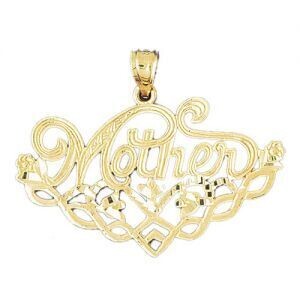 Dazzlers Jewelry Mother Pendant Necklace Charm Bracelet in Yellow, White or Rose Gold 9735, MPN: DZ…