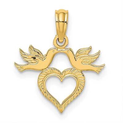 Heart with Love Birds Charm 14k Gold K7122, MPN: K7122, 637218047987