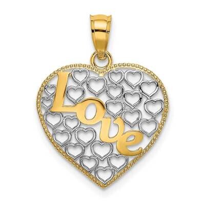 Heart with Love Charm 14k Gold Rhodium K9249, MPN: K9249, 637218088416