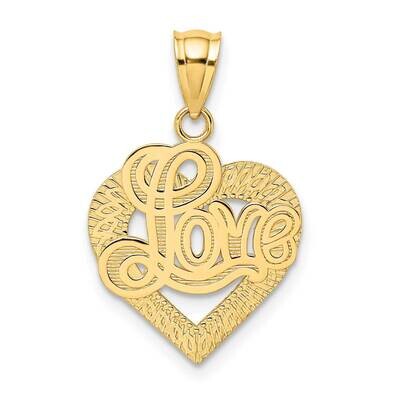 Love Script In Heart Frame Charm 14k Gold C2943, MPN: C2943,